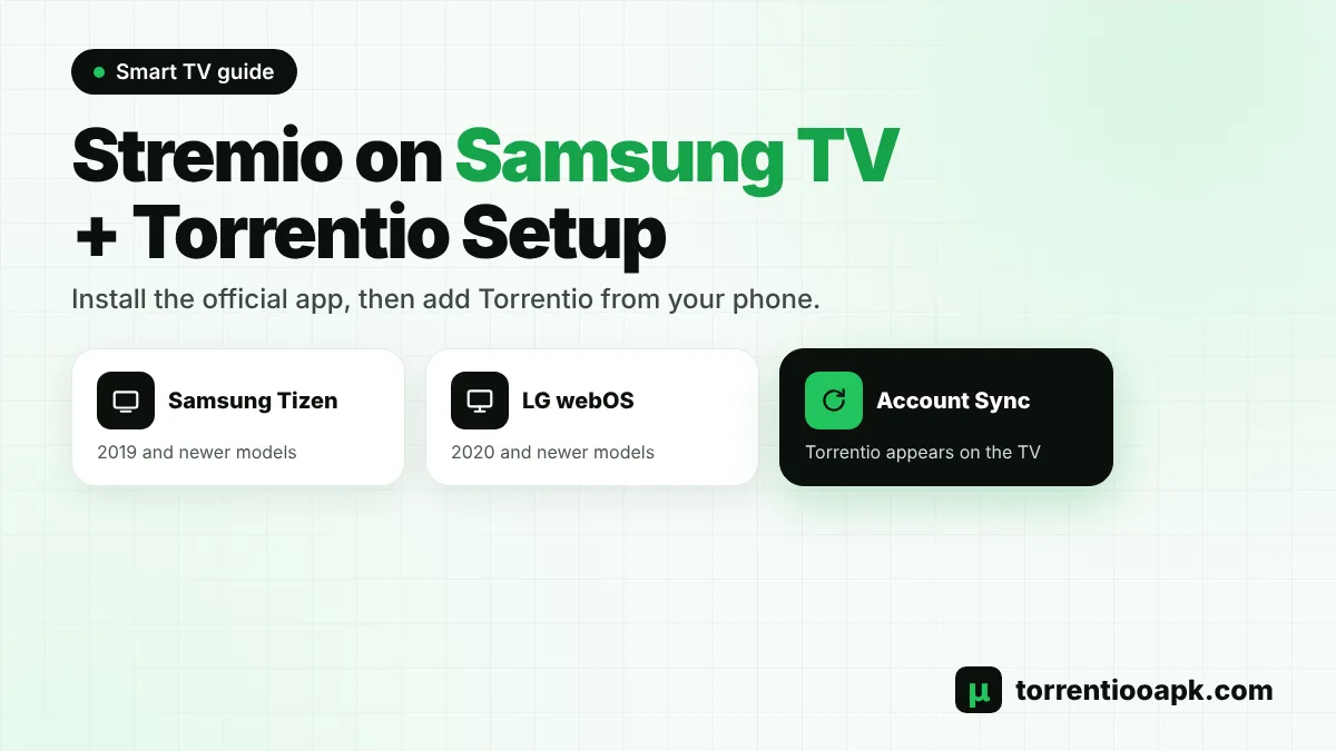 Stremio Samsung TV app with Torrentio setup guide