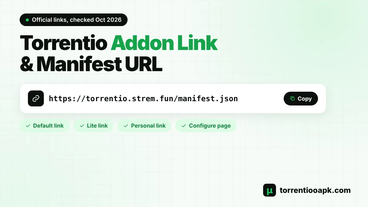 Official Torrentio addon link and manifest URL for Stremio