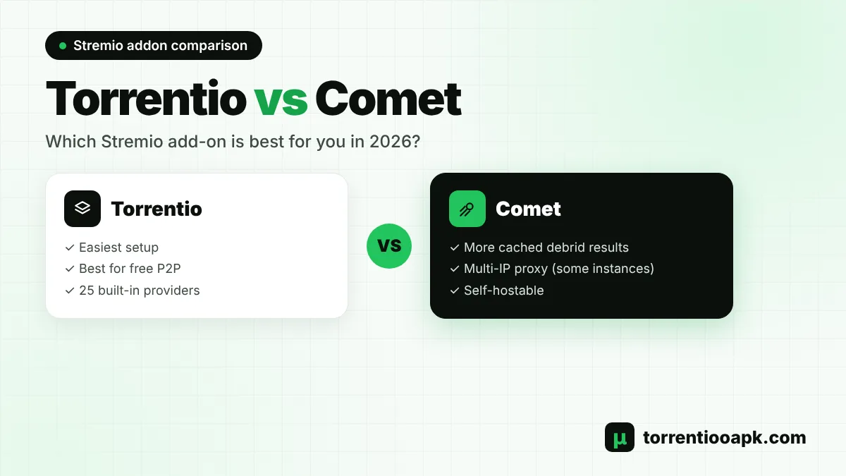 Torrentio vs Comet Stremio addon comparison